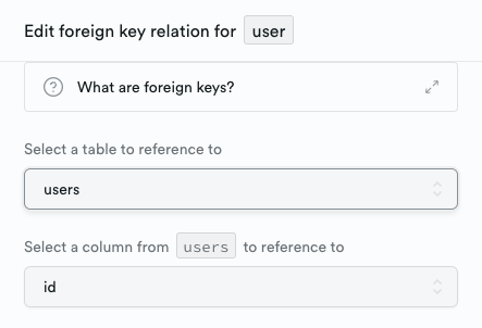 Create user column in Supabase